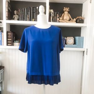 🌺 OnTwelfth Cobalt Pleated Blouse